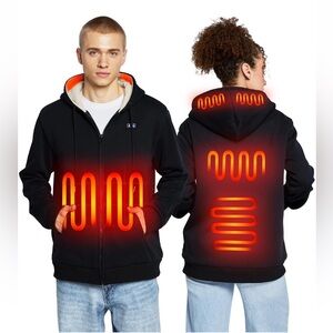 Heated Hoodie with Battery for Men Women,Electric Heated Zip-Up Sweatshirt Coat